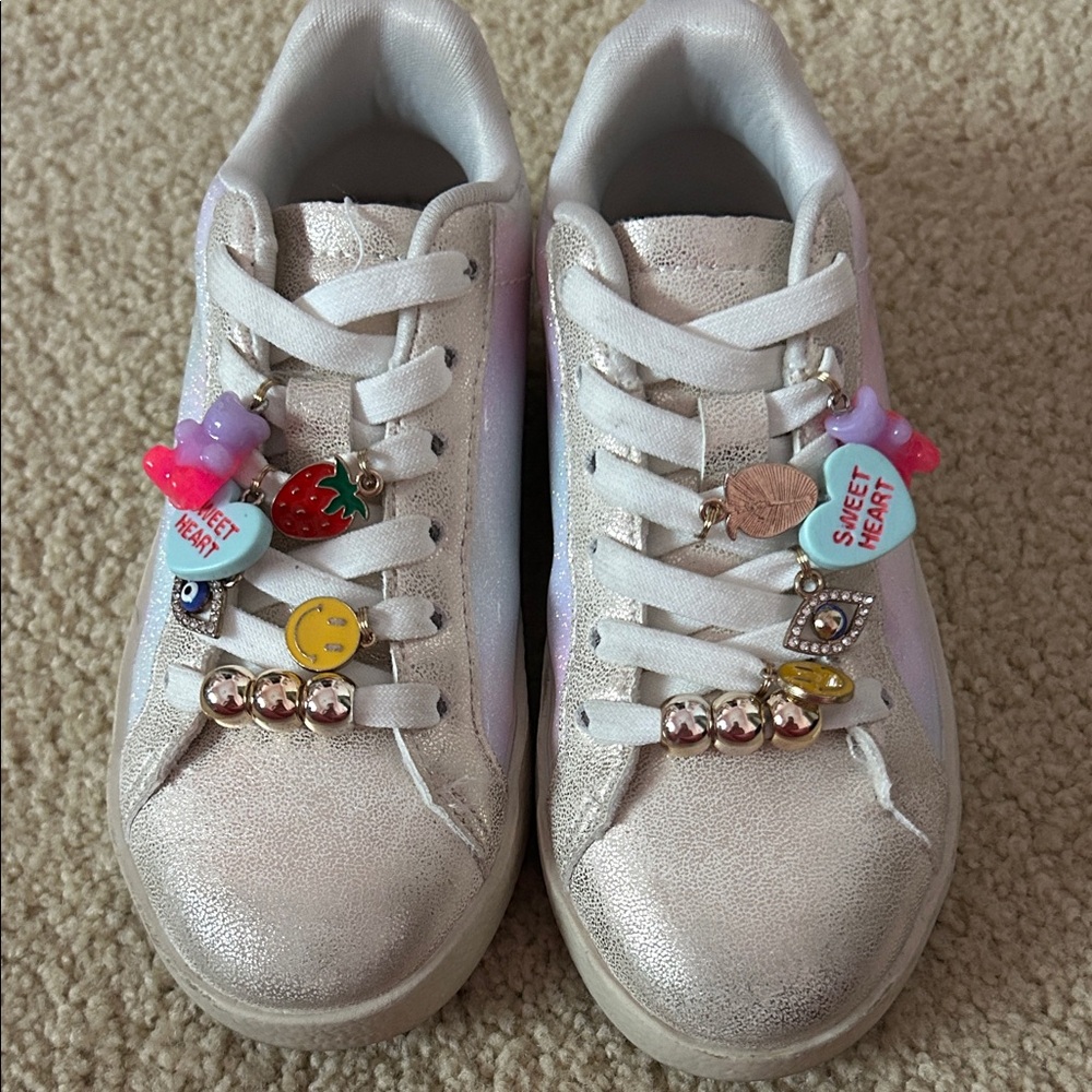 Steve Madden Kids Silver Sneakers with Charms